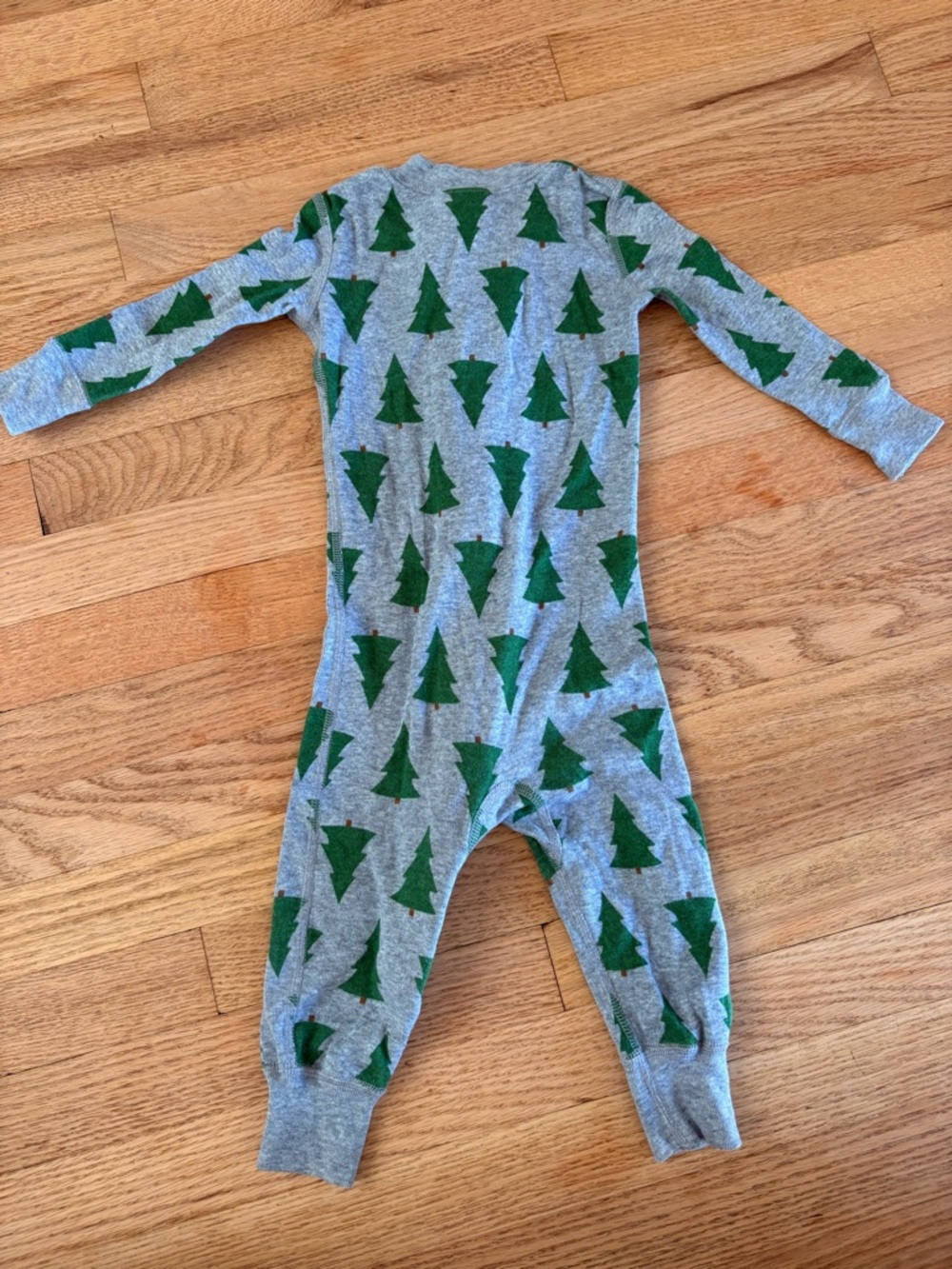 Hanna Andersson Gray One-Piece with Green Tree Print